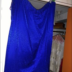 Two piece royal blue and cream silk set